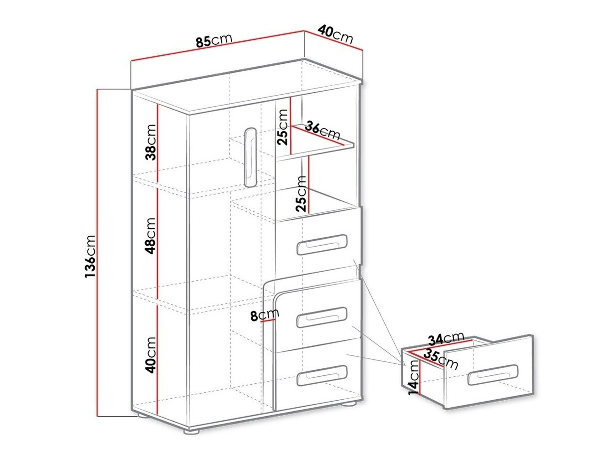 Kommóða Aviseve 101 (Antrasít + Hvítur)