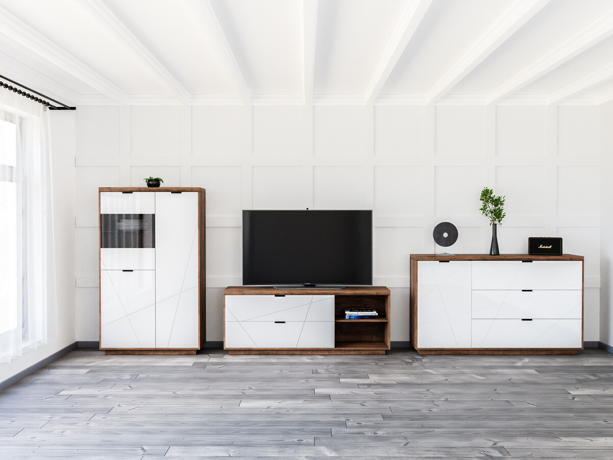 Stofusett Fivale 110 (Dökk Delano-eik + Hvítt háglans)