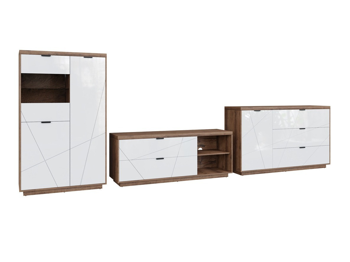 Stofusett Fivale 110 (Dökk Delano-eik + Hvítt háglans)
