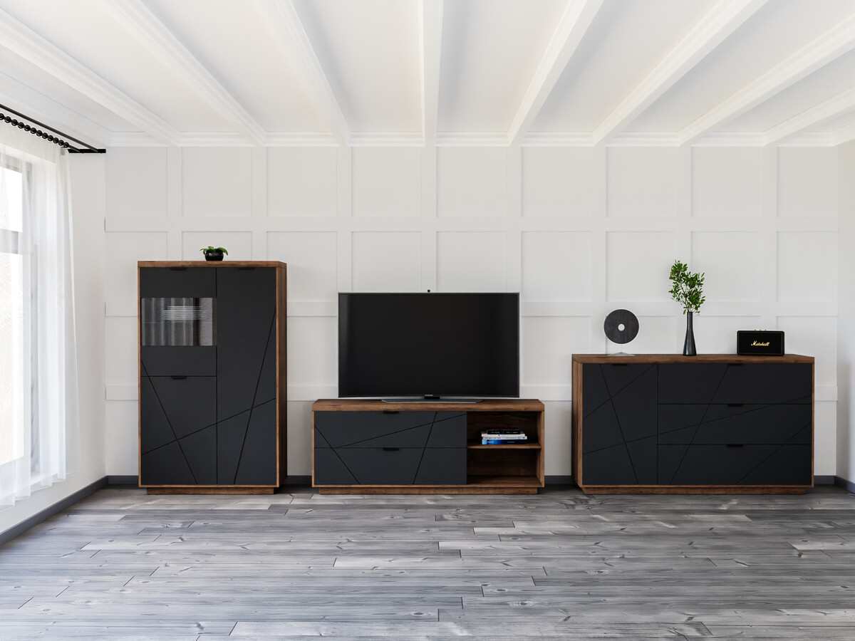 Stofusett Fivale 110 (Dökk Delano-eik + Matt svart)