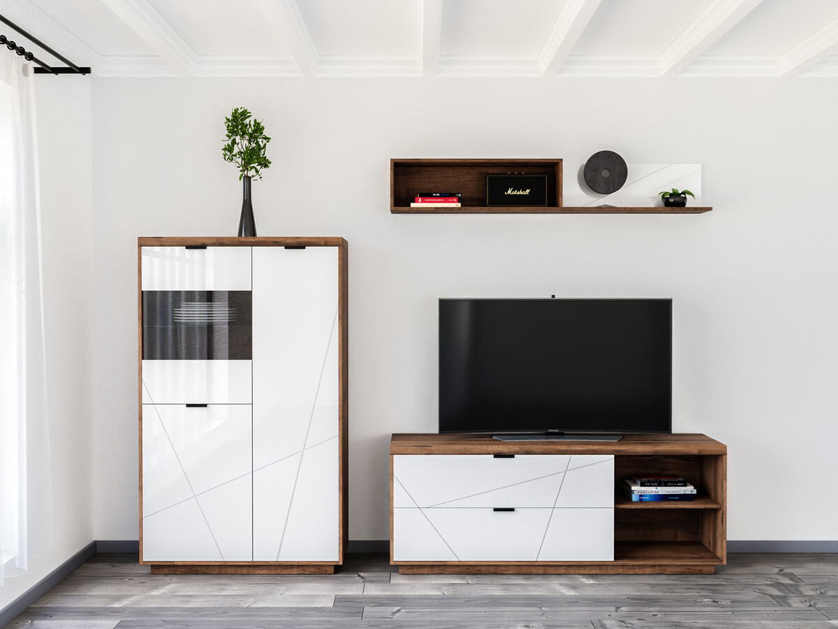 Stofusett Fivale 111 (Dökk Delano-eik + Hvítt háglans)