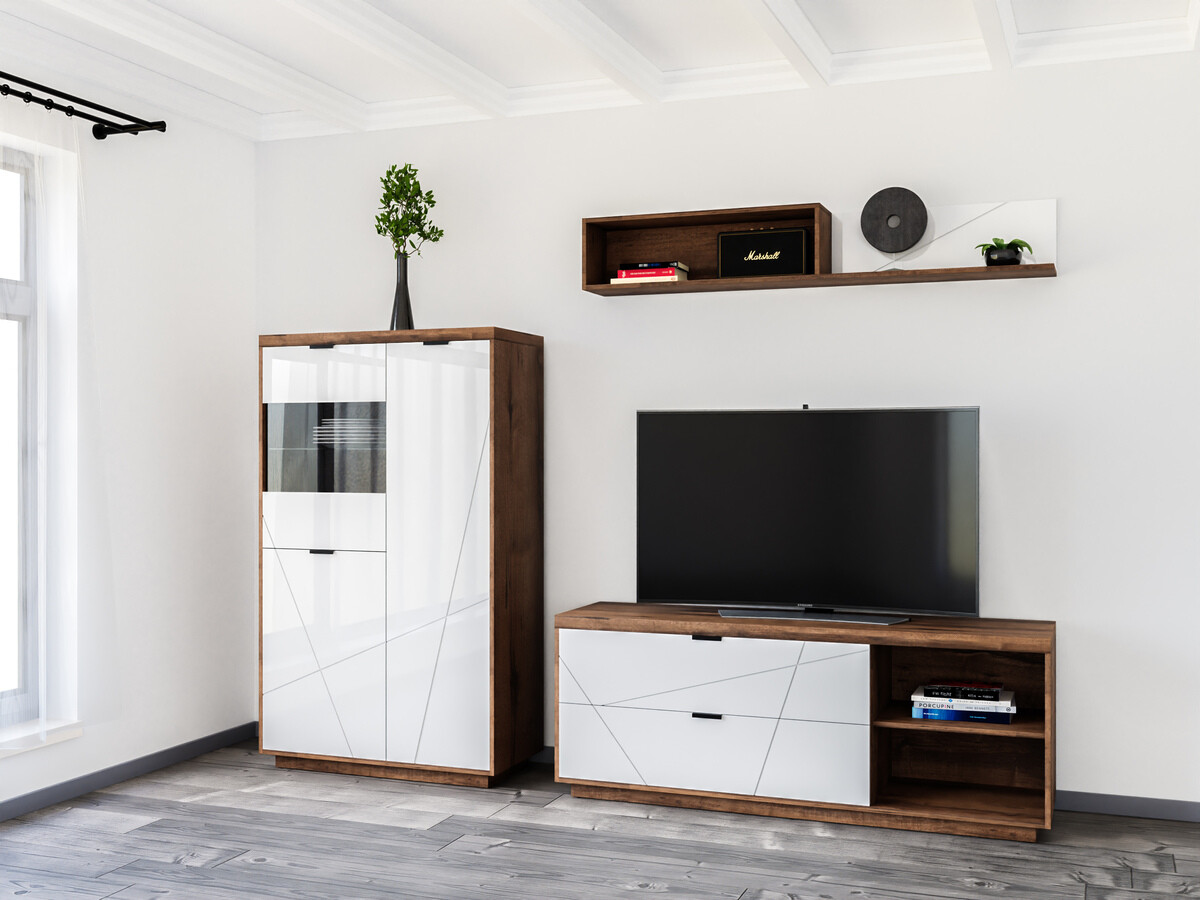 Stofusett Fivale 111 (Dökk Delano-eik + Hvítt háglans)