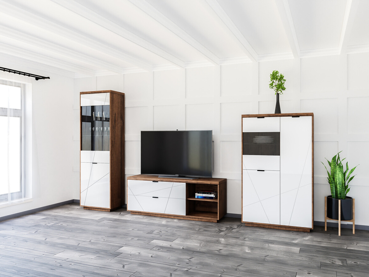 Stofusett Fivale 112 (Dökk Delano-eik + Hvítt háglans)