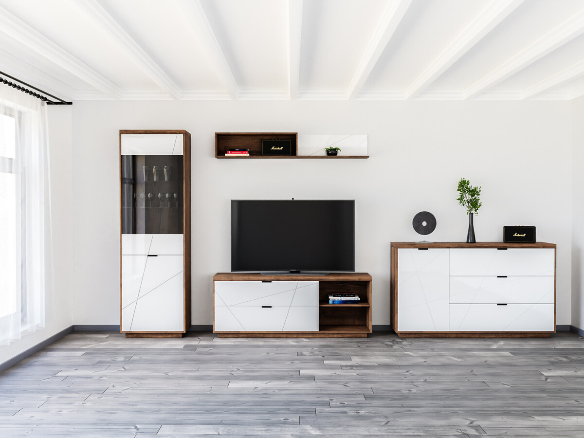 Stofusett Fivale 114 (Dökk Delano-eik + Hvítt háglans)