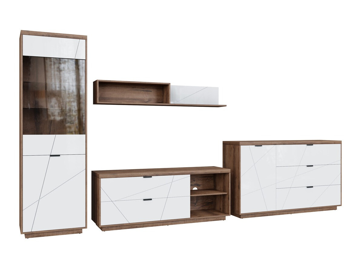 Stofusett Fivale 114 (Dökk Delano-eik + Hvítt háglans)