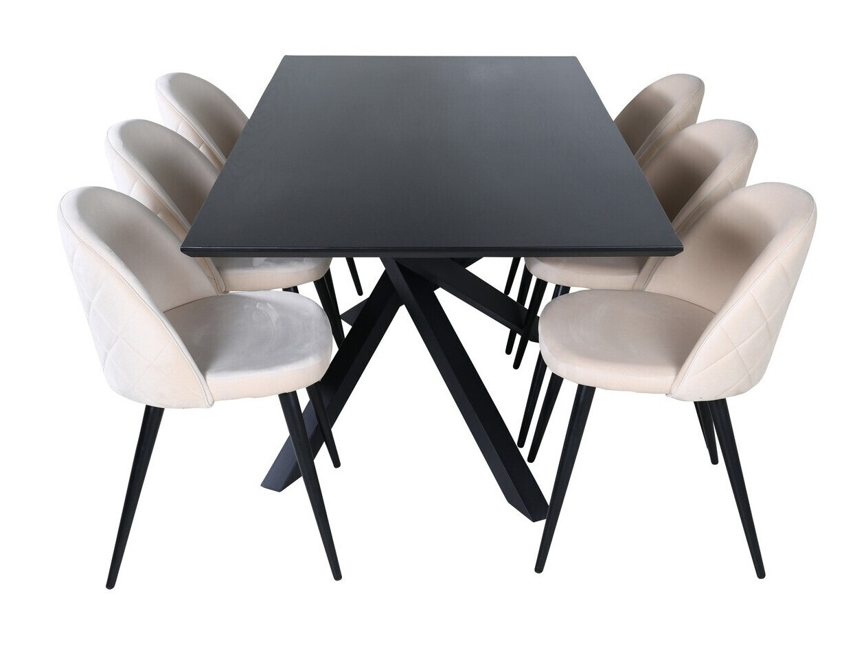 Borðstofusett Dallas 2693 (Rjómalitur + Svartur)