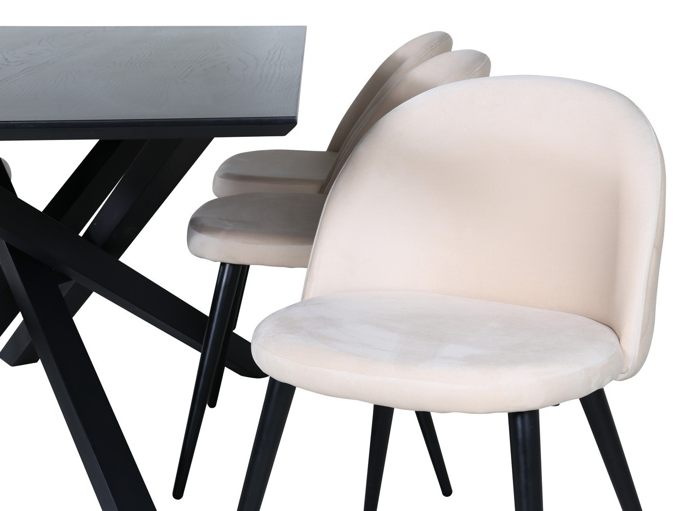 Borðstofusett Dallas 2693 (Rjómalitur + Svartur)