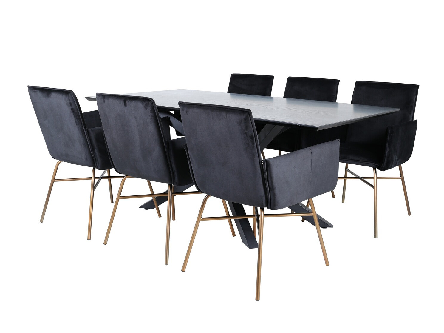 Borðstofusett Dallas 2703 (Svartur + Kopar)