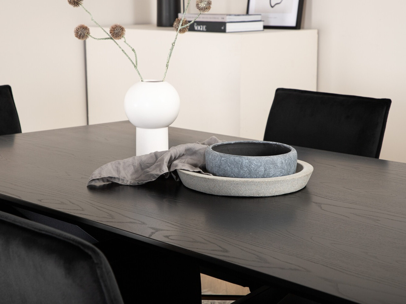Borðstofusett Dallas 2703 (Svartur + Kopar)