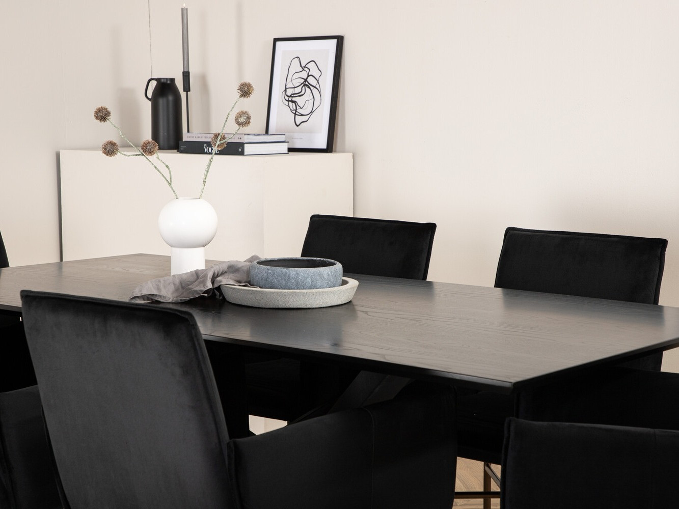 Borðstofusett Dallas 2703 (Svartur + Kopar)