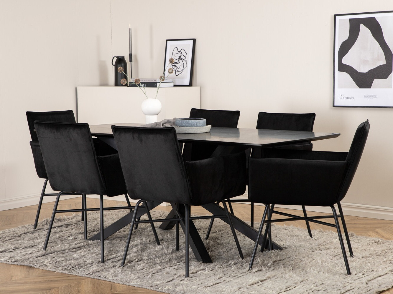 Borðstofusett Dallas 2703 (Svartur)