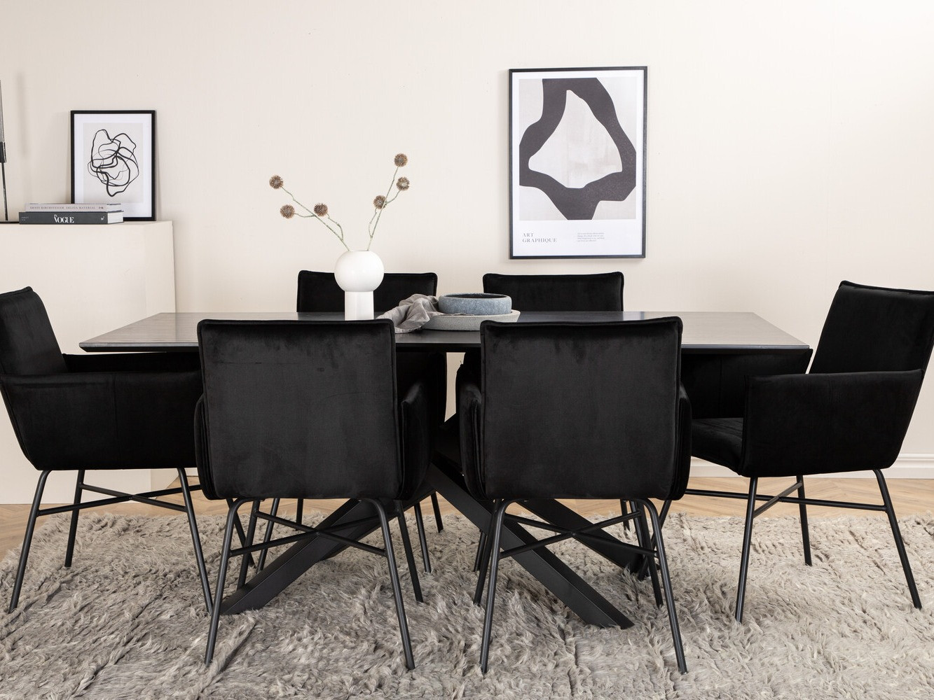 Borðstofusett Dallas 2703 (Svartur)