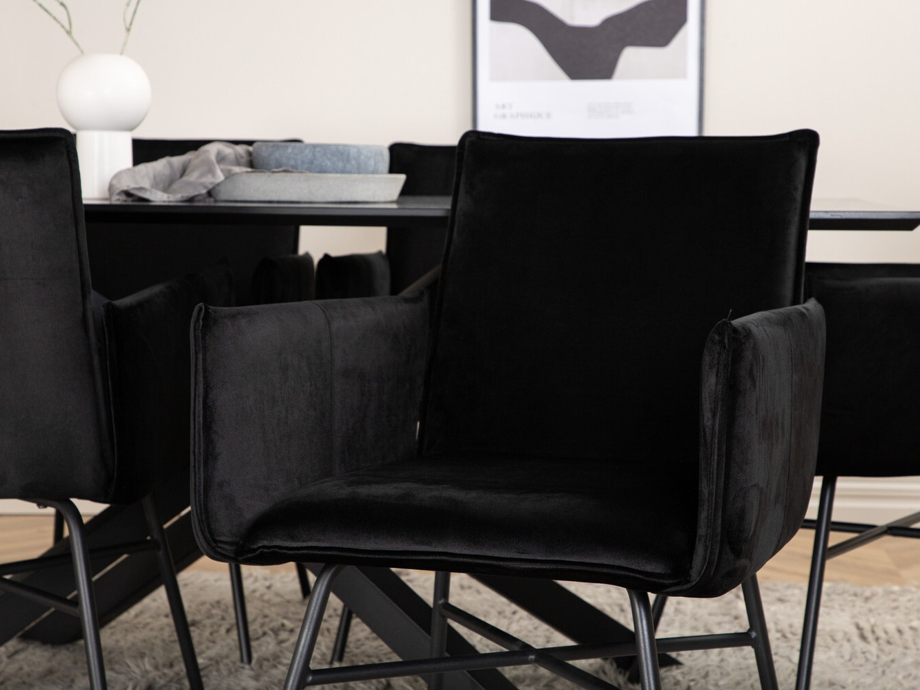 Borðstofusett Dallas 2703 (Svartur)