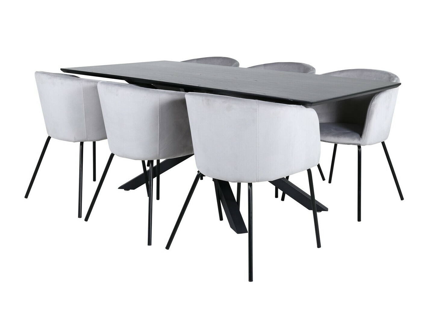 Borðstofusett Dallas 2691 (Ljósgrár + Svartur)