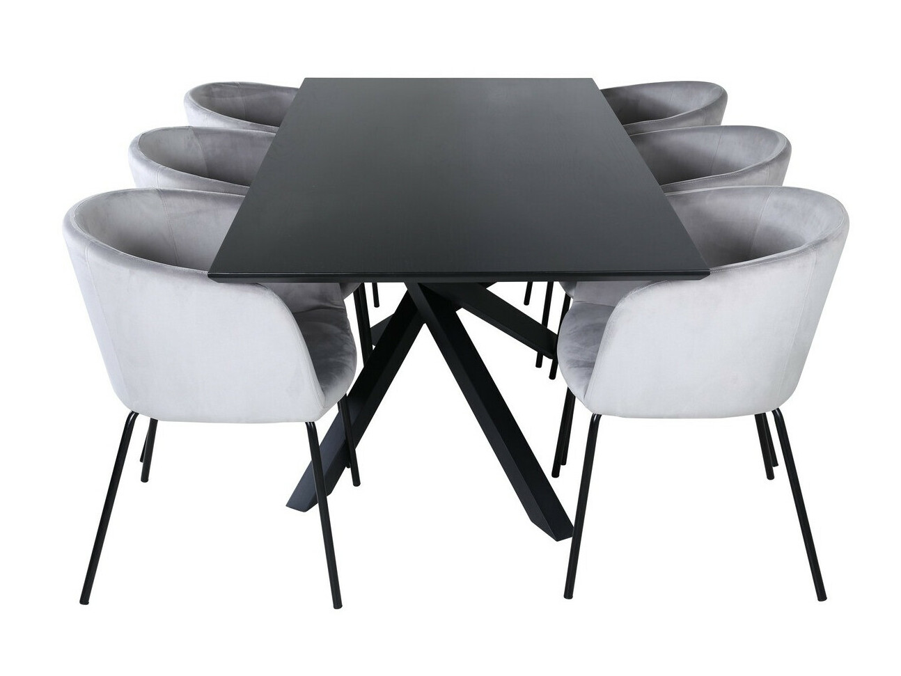 Borðstofusett Dallas 2691 (Ljósgrár + Svartur)