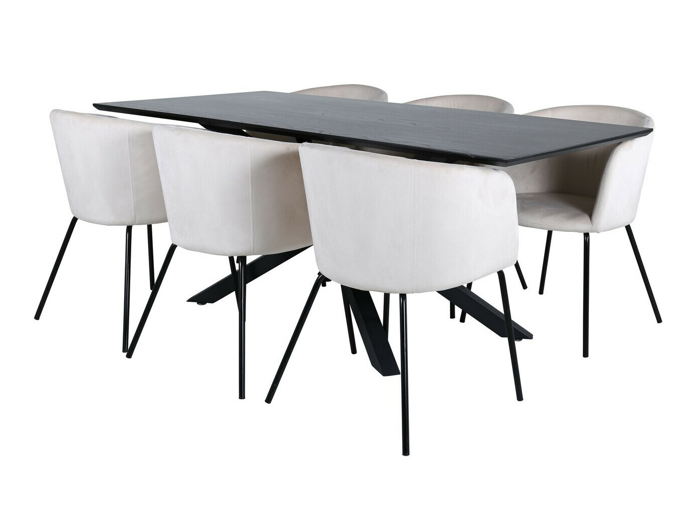 Borðstofusett Dallas 2691 (Rjómalitur + Svartur)