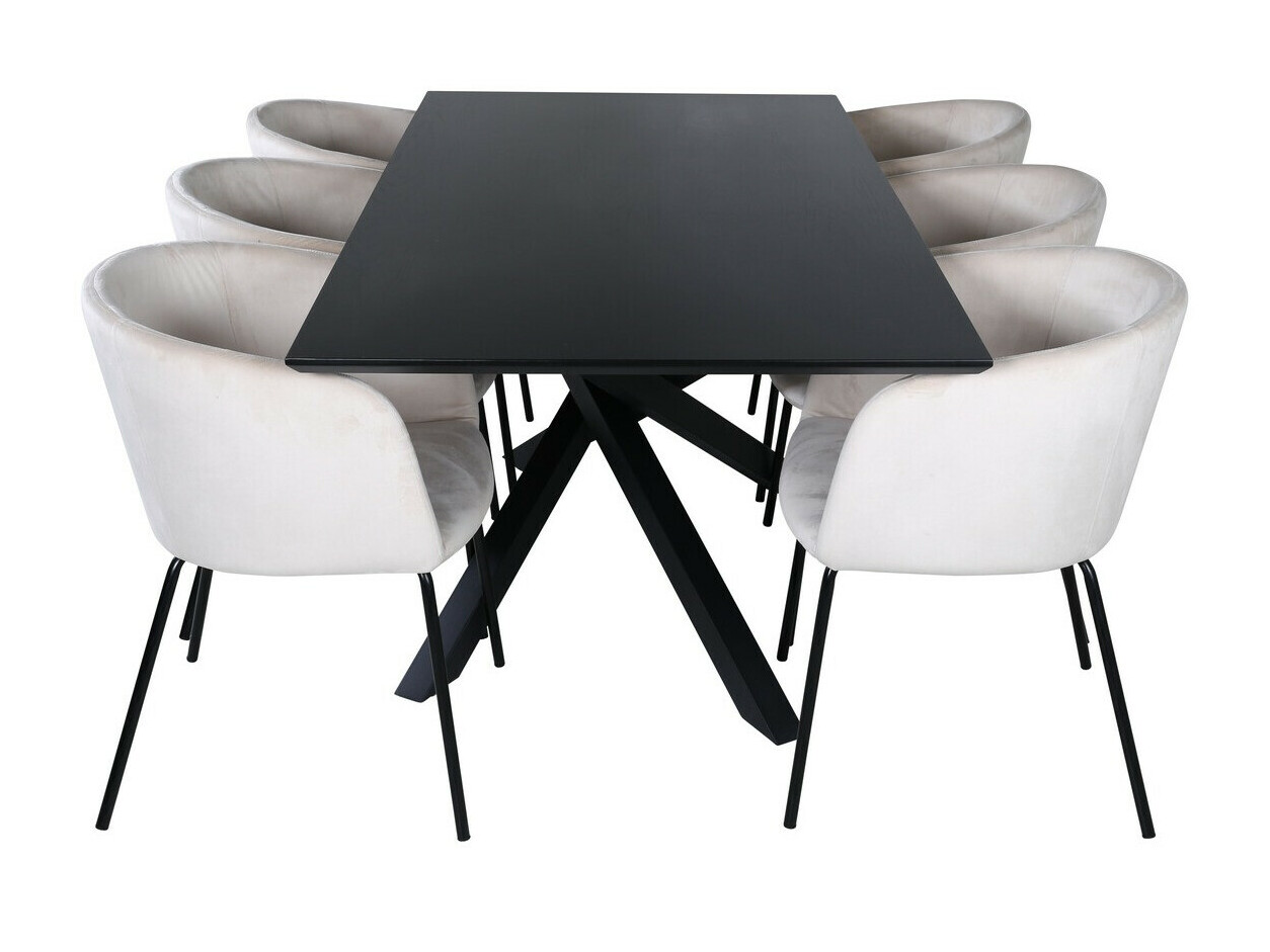 Borðstofusett Dallas 2691 (Rjómalitur + Svartur)