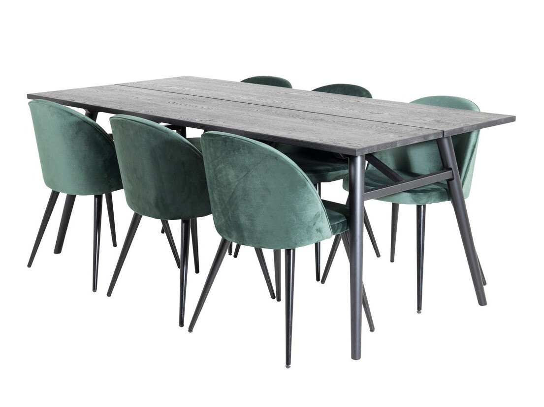 Borðstofusett Dallas 1676 (Grænn + Svartur)