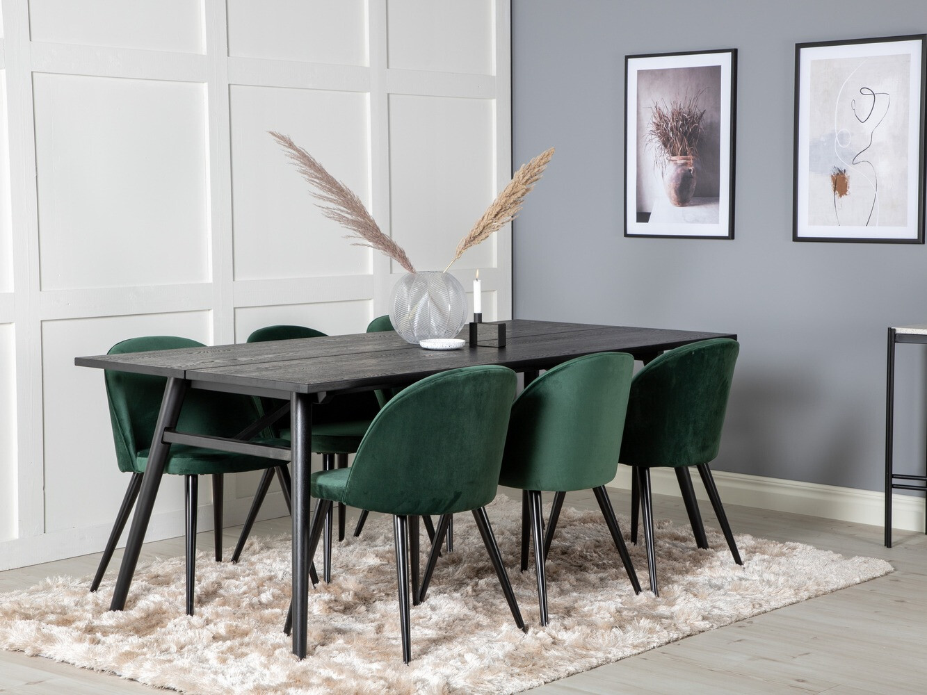 Borðstofusett Dallas 1676 (Grænn + Svartur)
