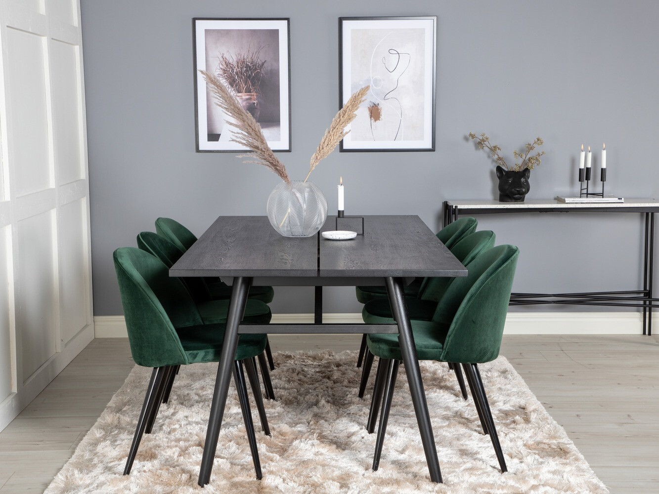 Borðstofusett Dallas 1676 (Grænn + Svartur)