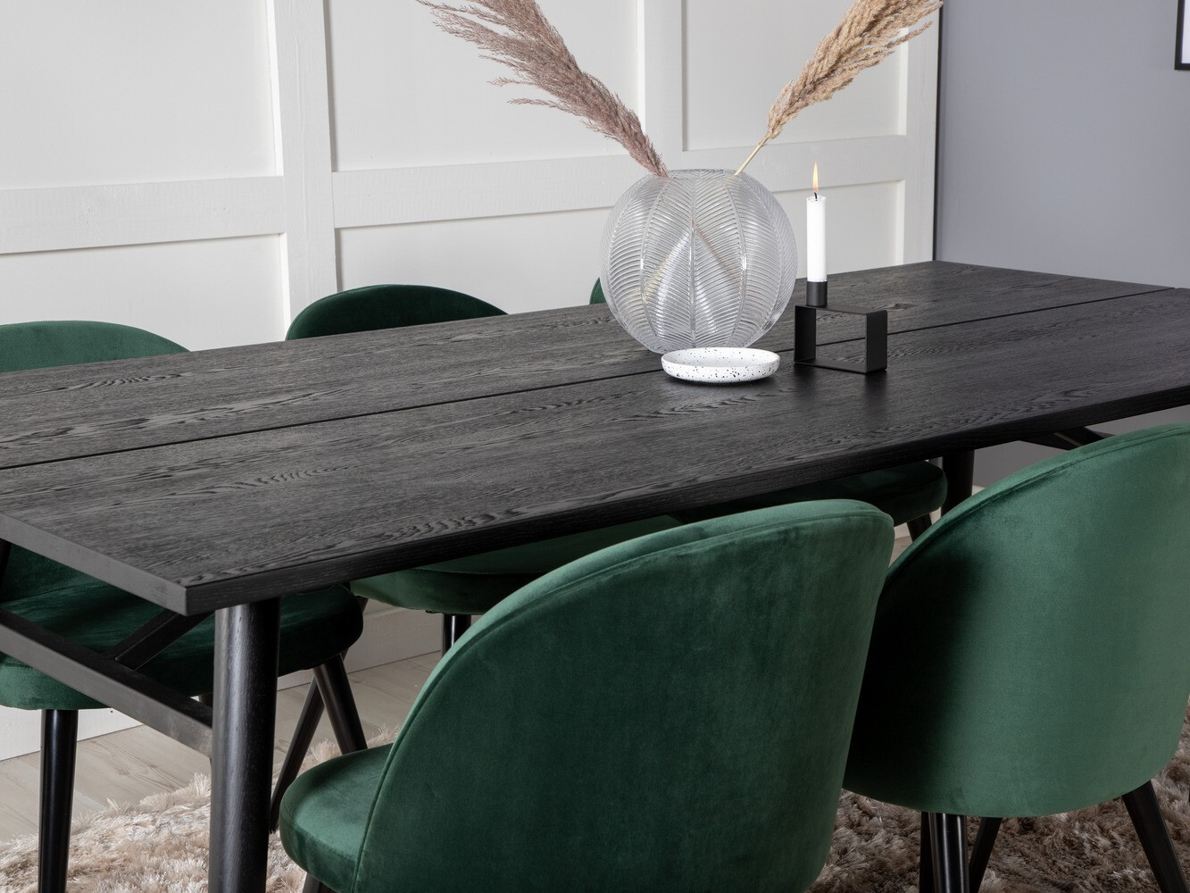 Borðstofusett Dallas 1676 (Grænn + Svartur)