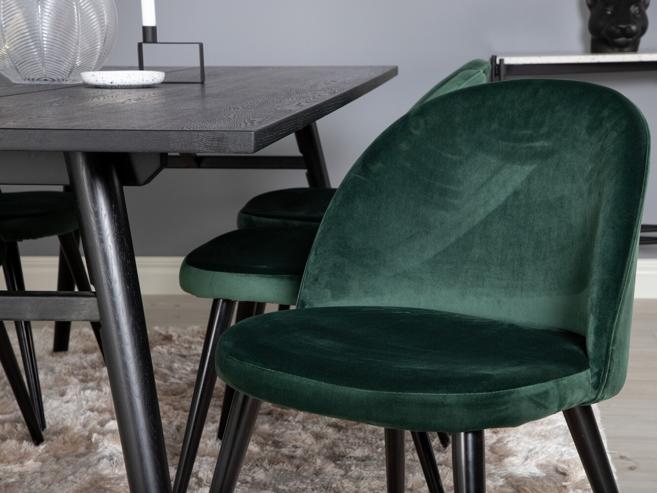 Borðstofusett Dallas 1676 (Grænn + Svartur)