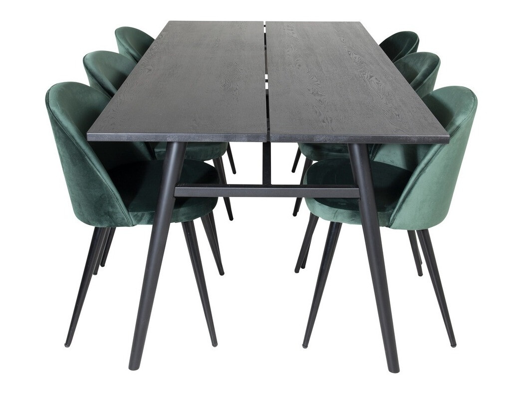 Borðstofusett Dallas 1676 (Grænn + Svartur)