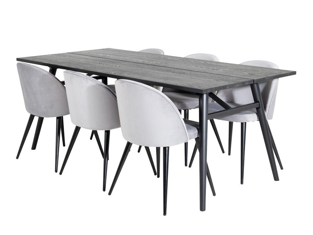 Borðstofusett Dallas 1676 (Grár + Svartur)