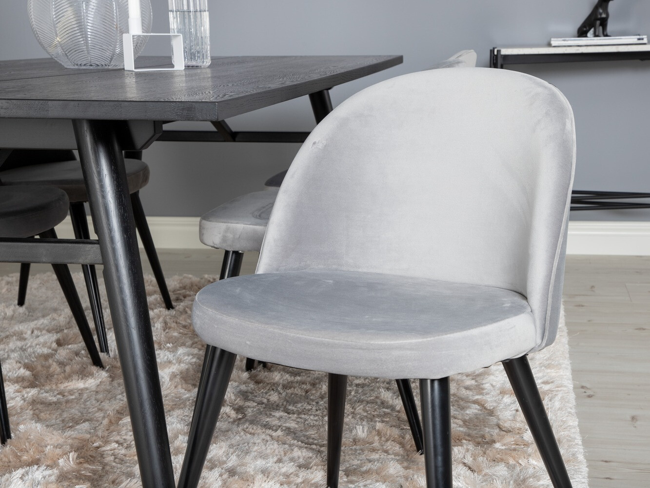 Borðstofusett Dallas 1676 (Grár + Svartur)