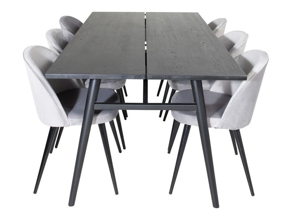 Borðstofusett Dallas 1676 (Grár + Svartur)