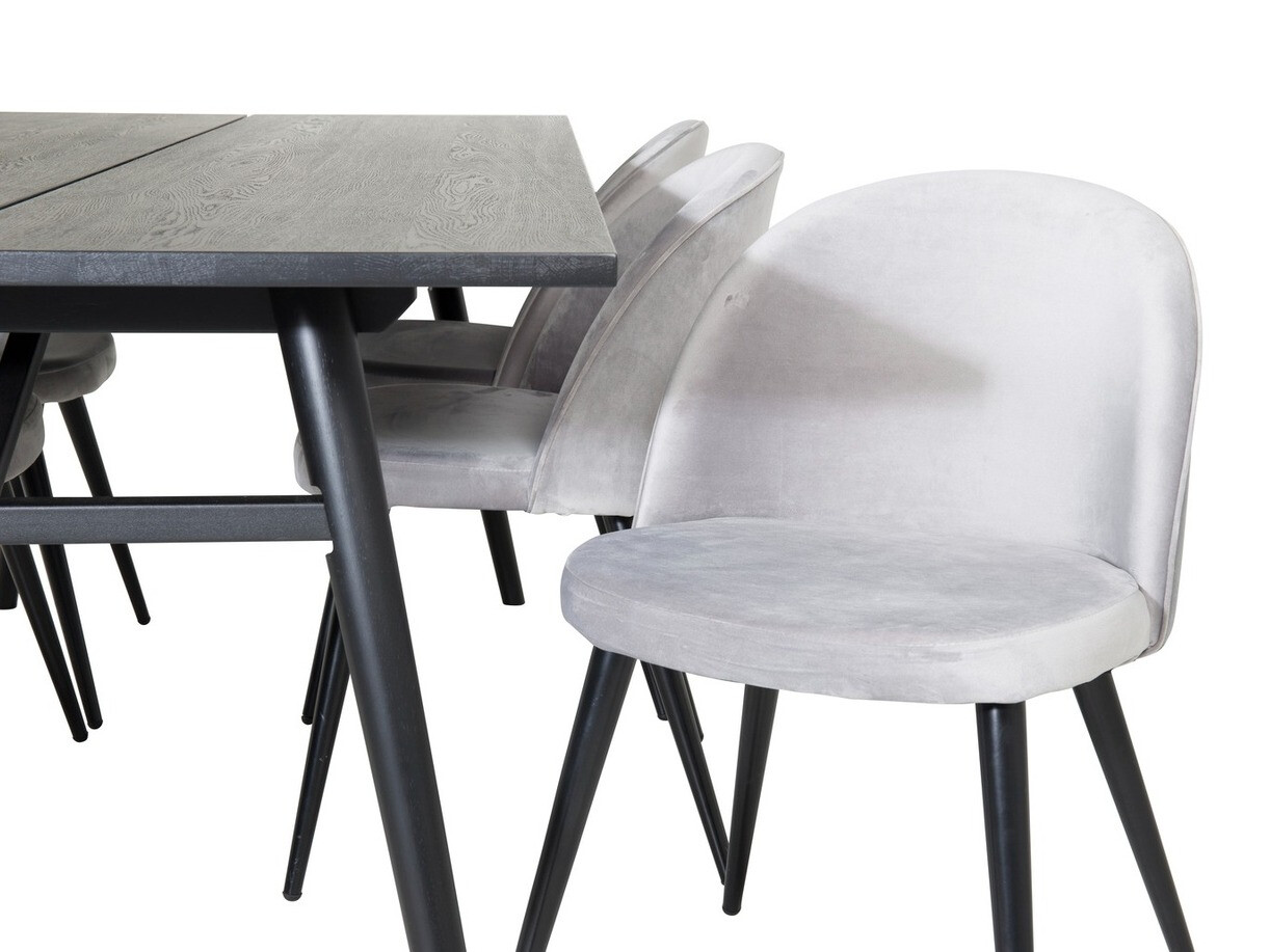 Borðstofusett Dallas 1676 (Grár + Svartur)