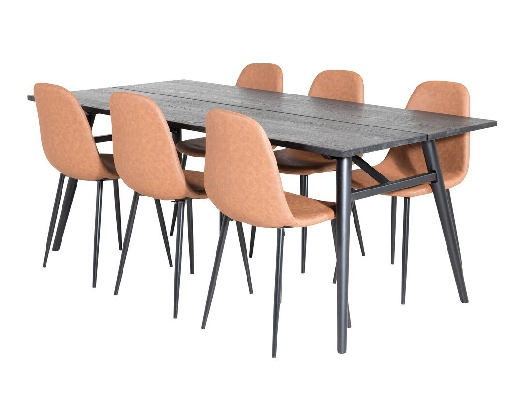 Borðstofusett Dallas 1681 (Brúnn + Svartur)