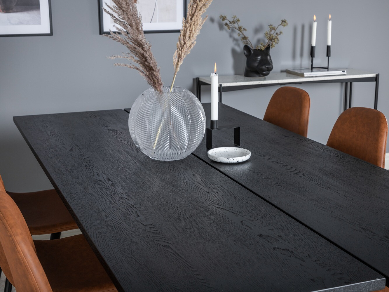 Borðstofusett Dallas 1681 (Brúnn + Svartur)