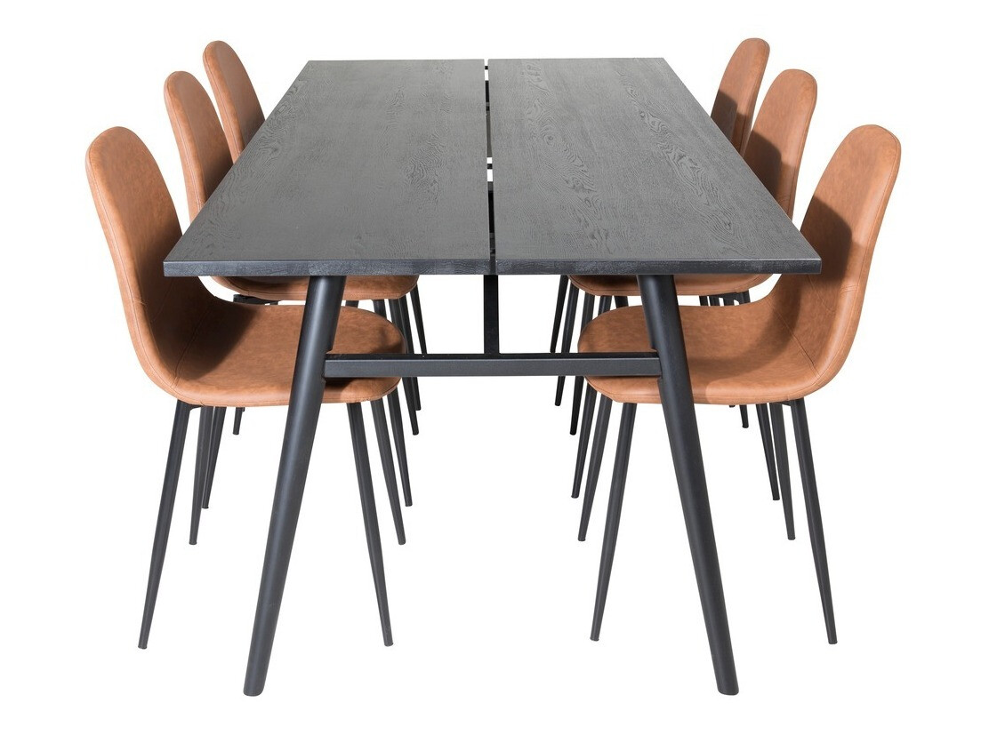 Borðstofusett Dallas 1681 (Brúnn + Svartur)