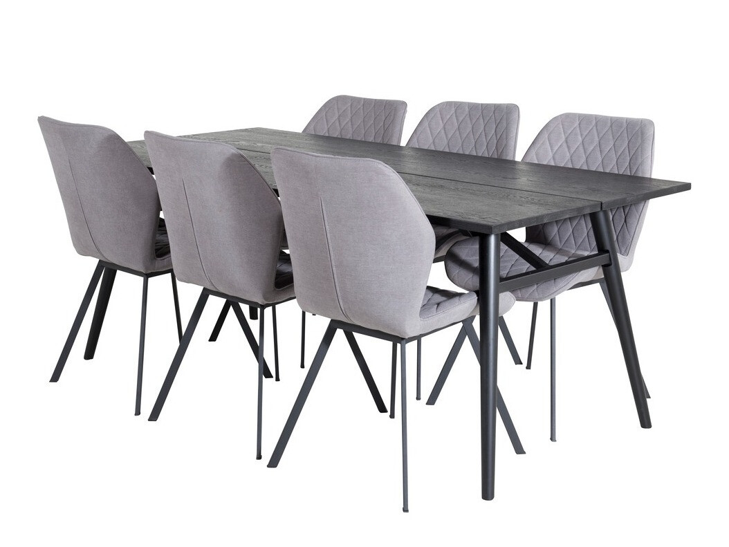 Borðstofusett Dallas 1686 (Grár + Svartur)