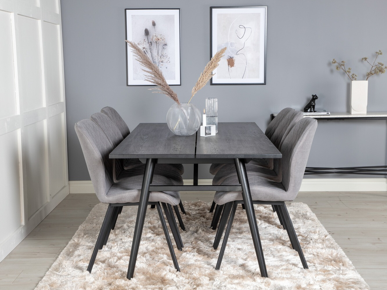 Borðstofusett Dallas 1686 (Grár + Svartur)