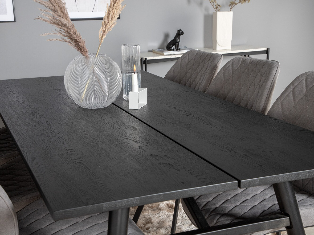 Borðstofusett Dallas 1686 (Grár + Svartur)