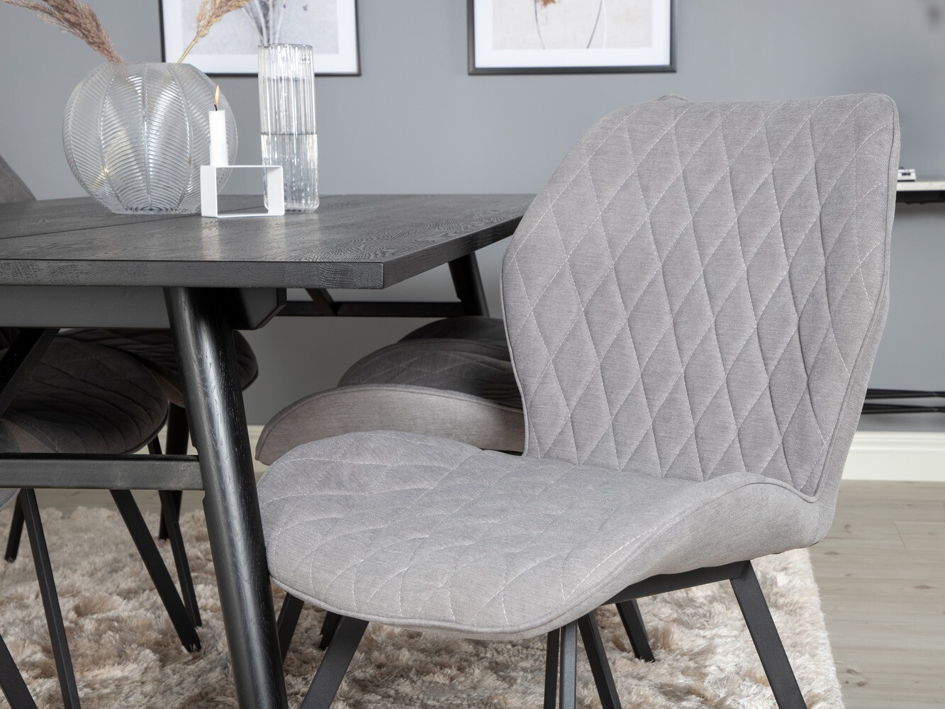 Borðstofusett Dallas 1686 (Grár + Svartur)