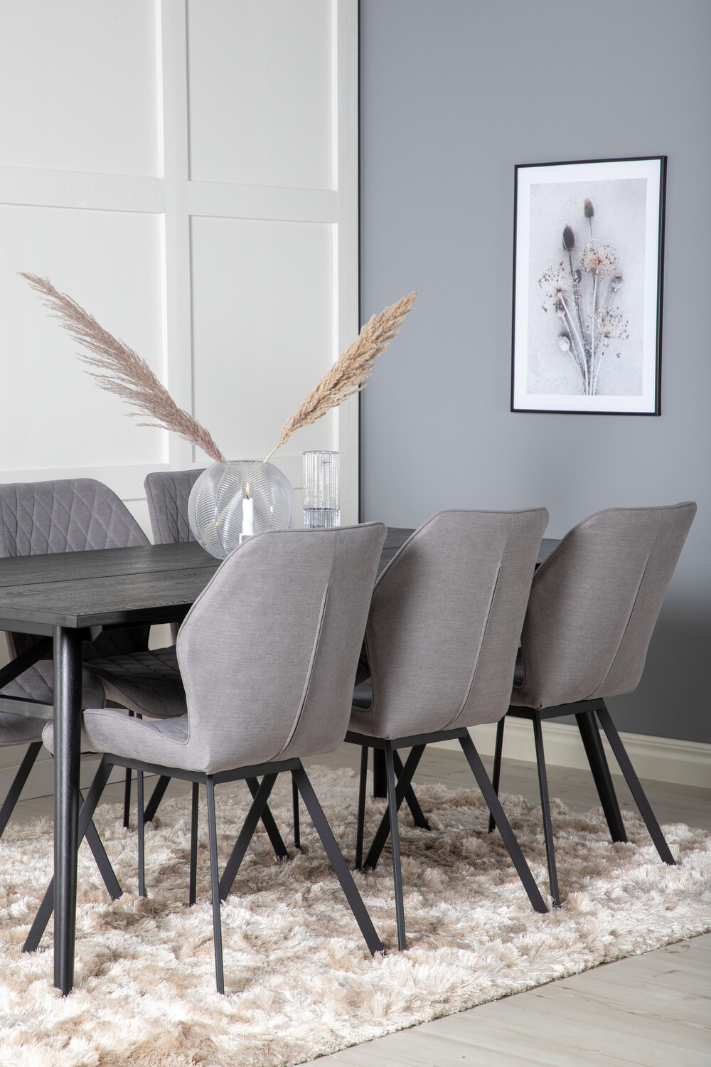 Borðstofusett Dallas 1686 (Grár + Svartur)