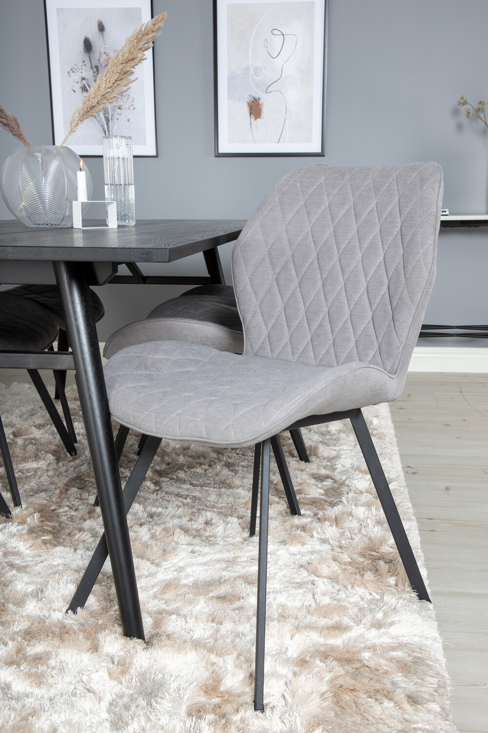 Borðstofusett Dallas 1686 (Grár + Svartur)