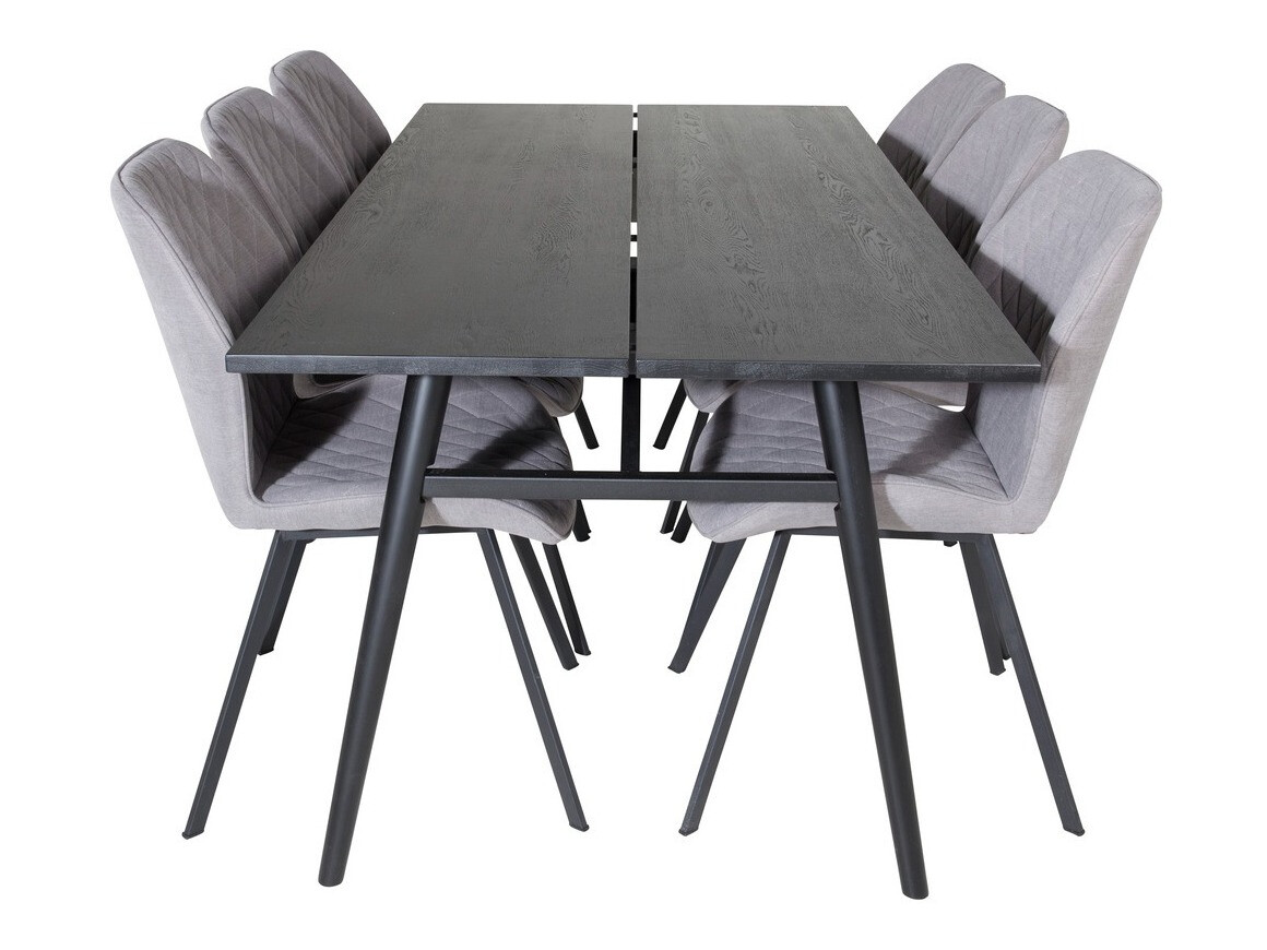 Borðstofusett Dallas 1686 (Grár + Svartur)
