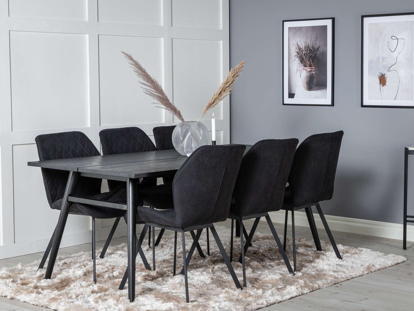 Borðstofusett Dallas 1686 (Svartur)