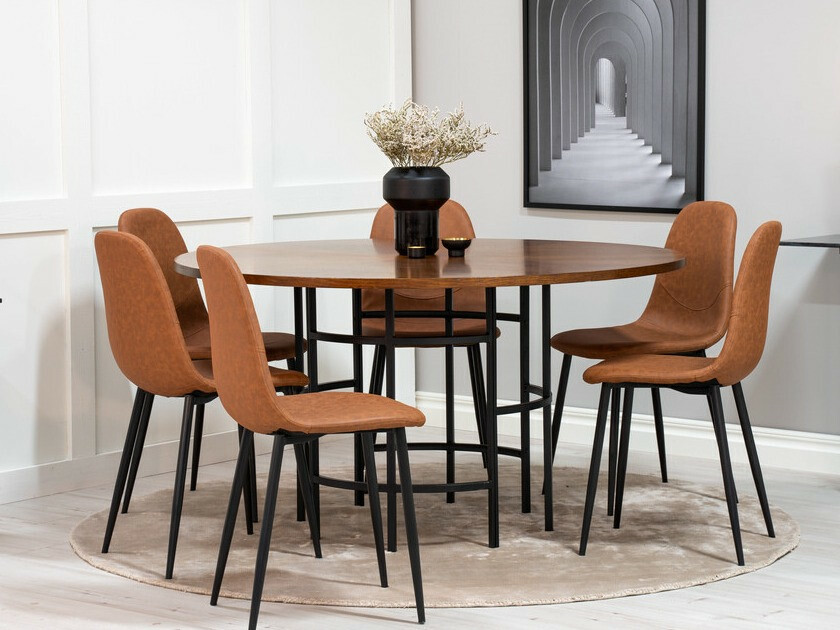Borðstofusett Dallas 309 (Brúnn + Svartur)