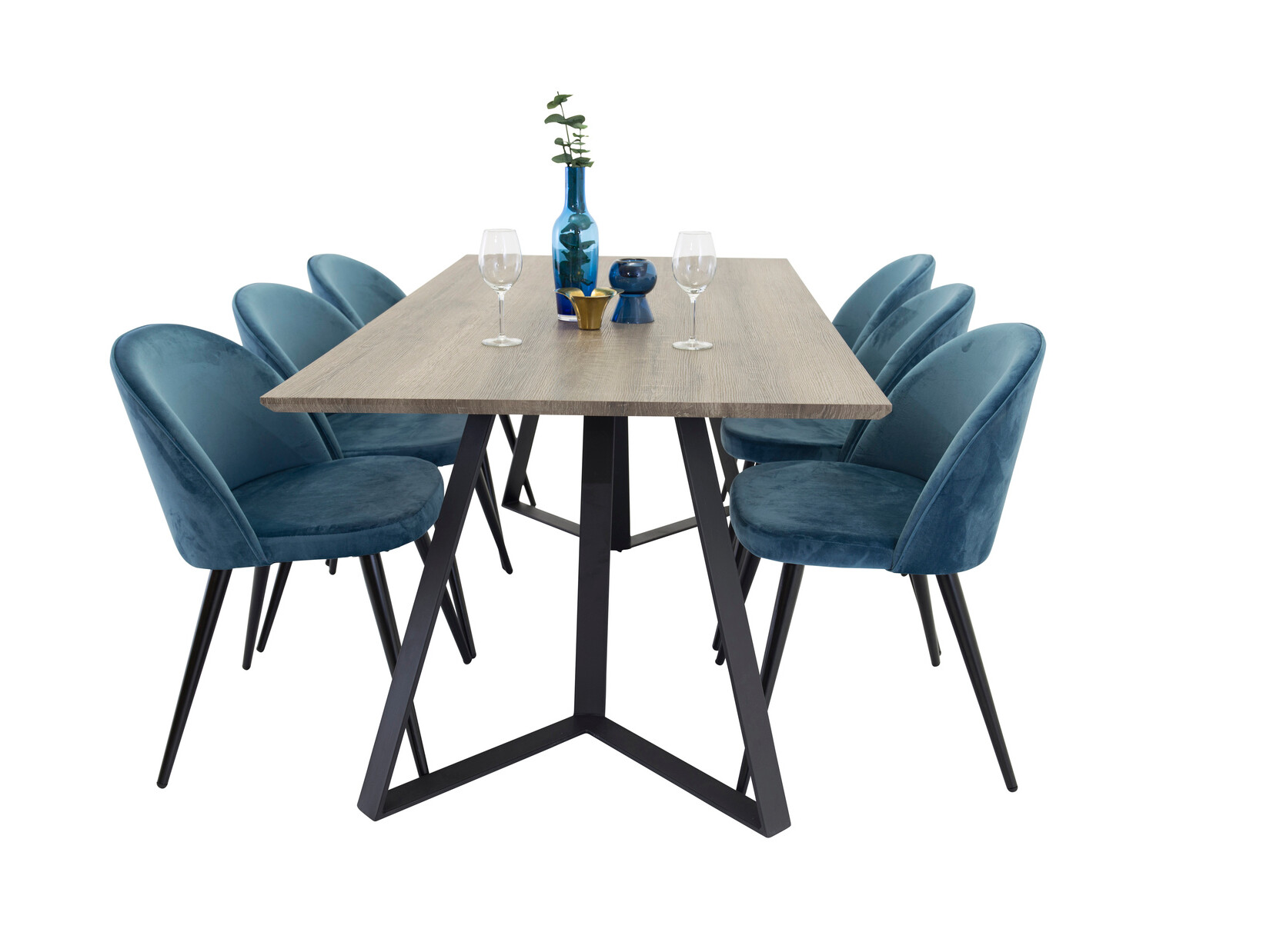 Borðstofusett Dallas 340 (Dökkblár + Svartur)