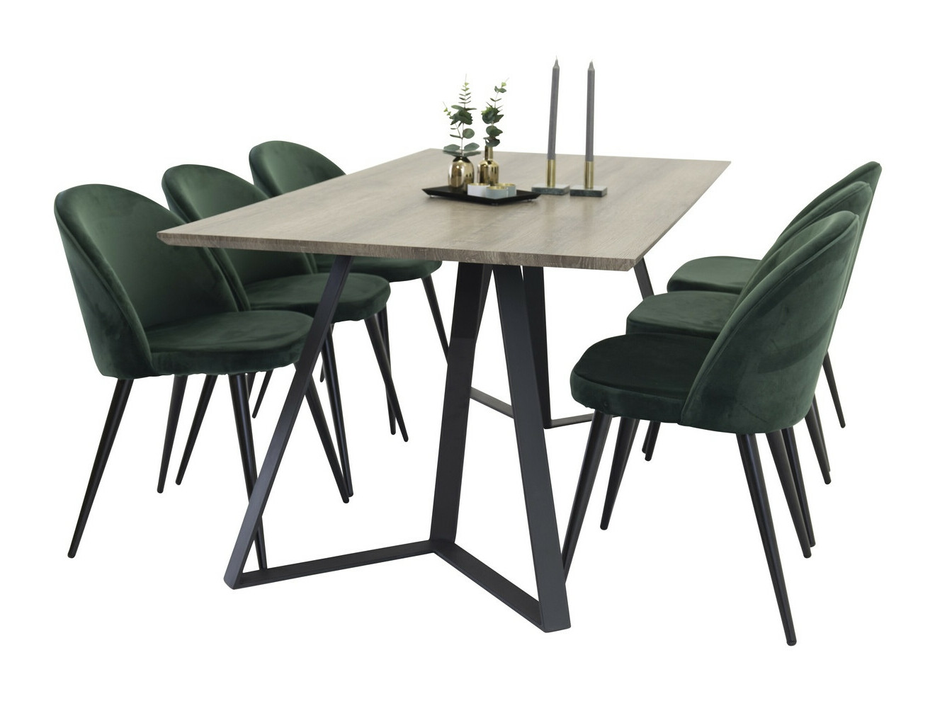 Borðstofusett Dallas 340 (Grænn + Svartur)