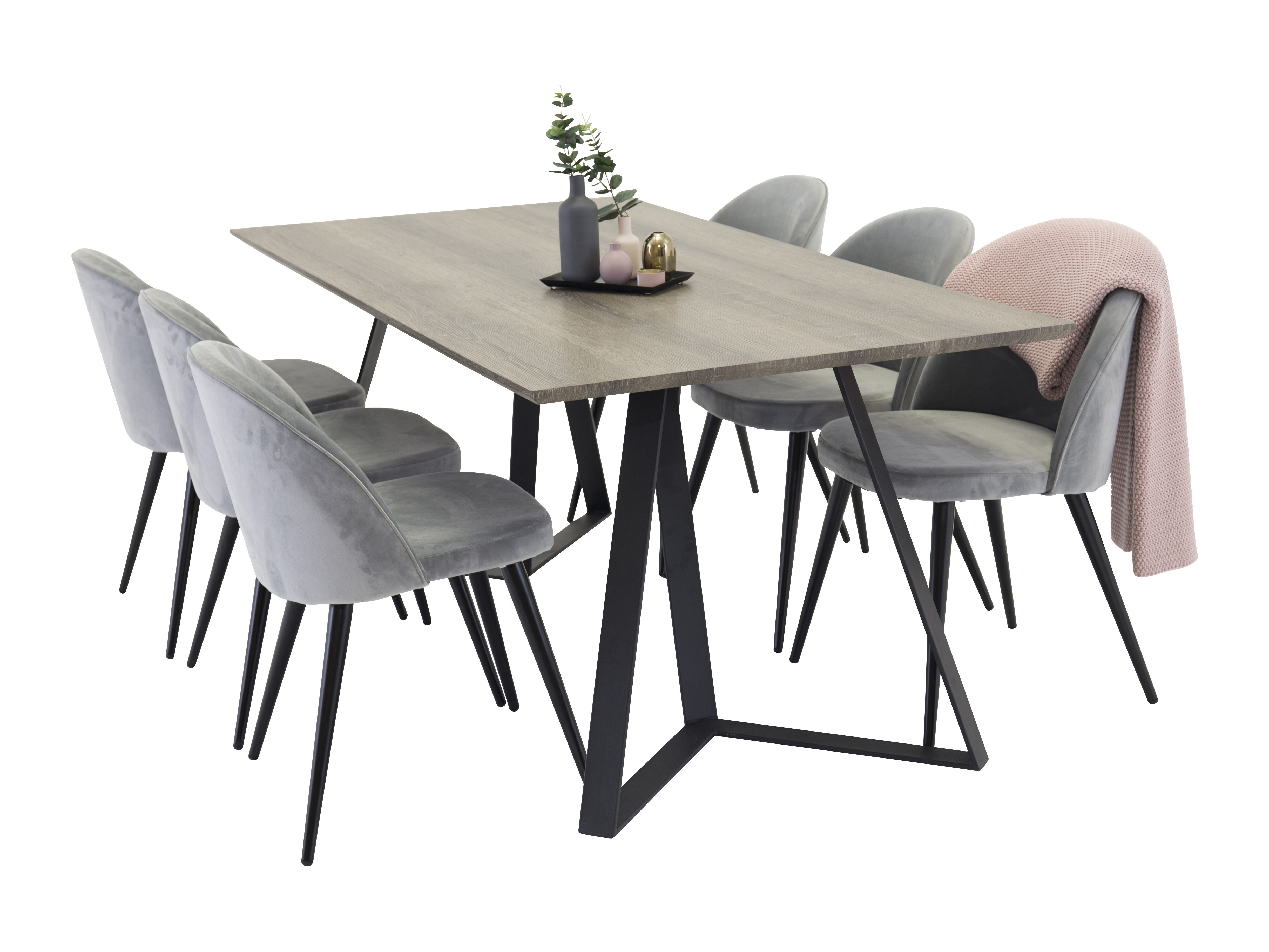 Borðstofusett Dallas 340 (Grár + Svartur)
