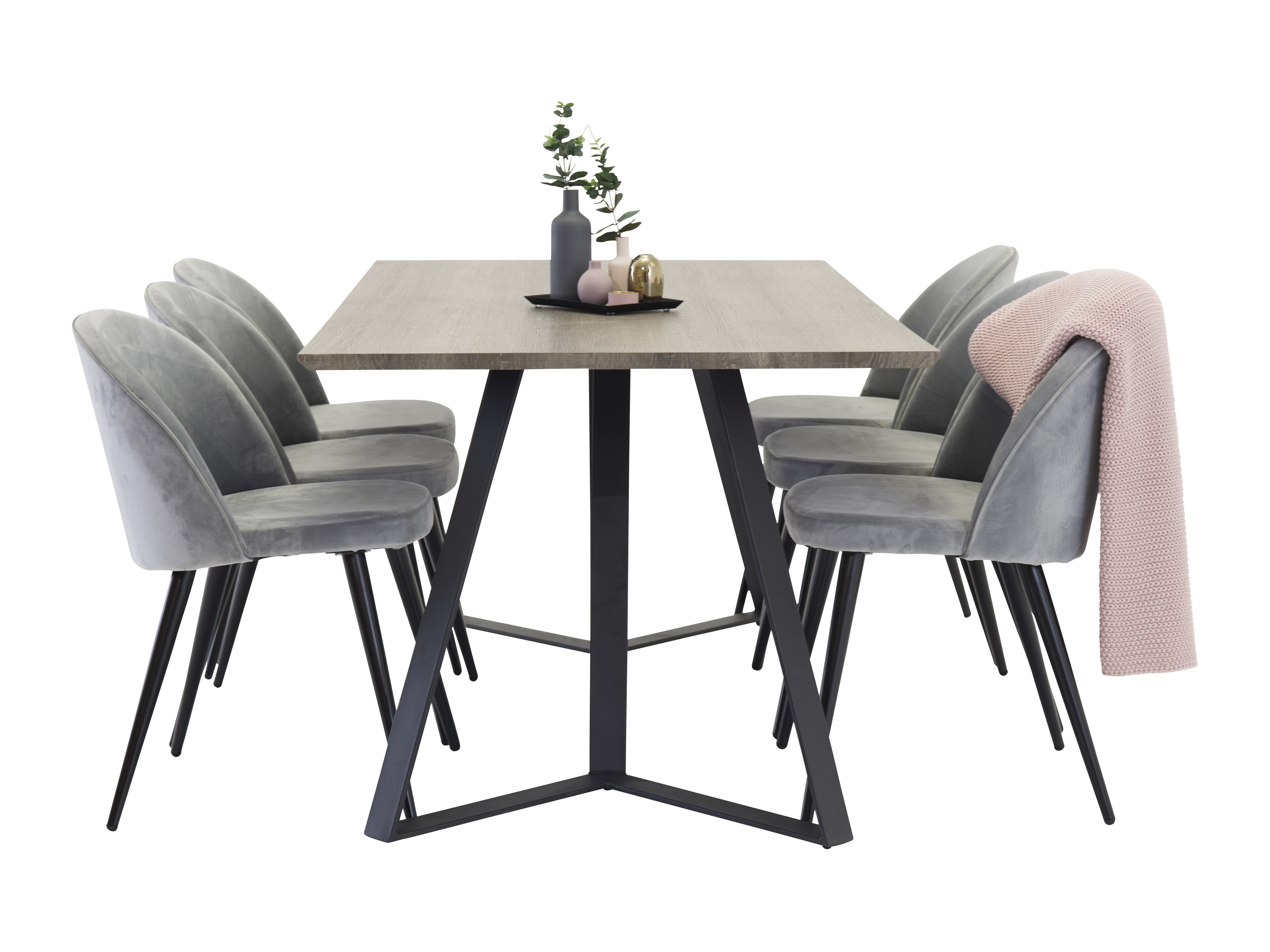 Borðstofusett Dallas 340 (Grár + Svartur)