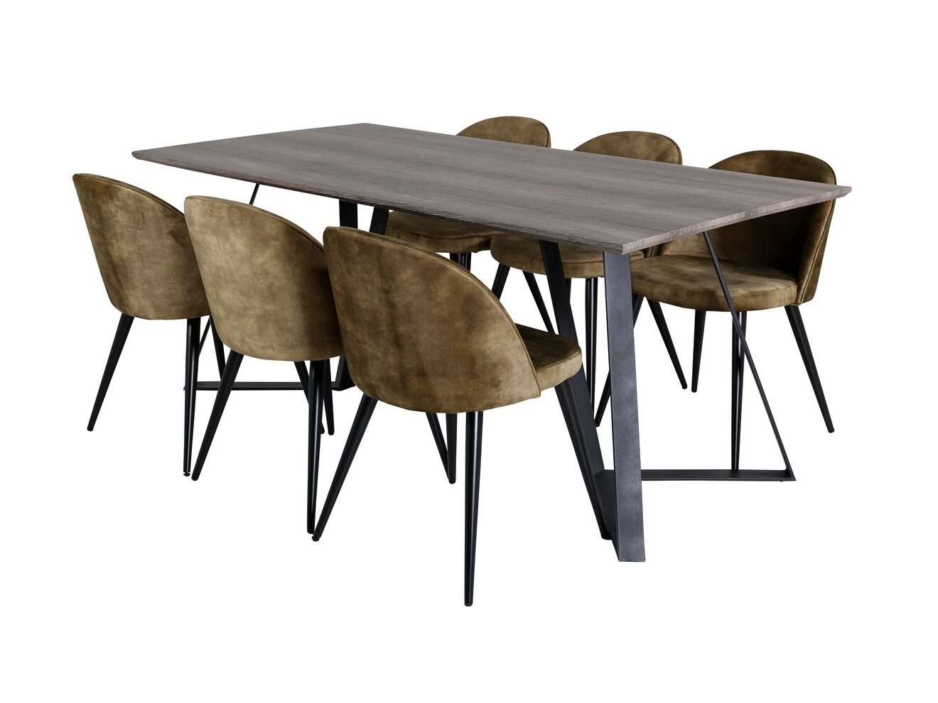 Borðstofusett Dallas 340 (Púðurgrænn + Svartur)
