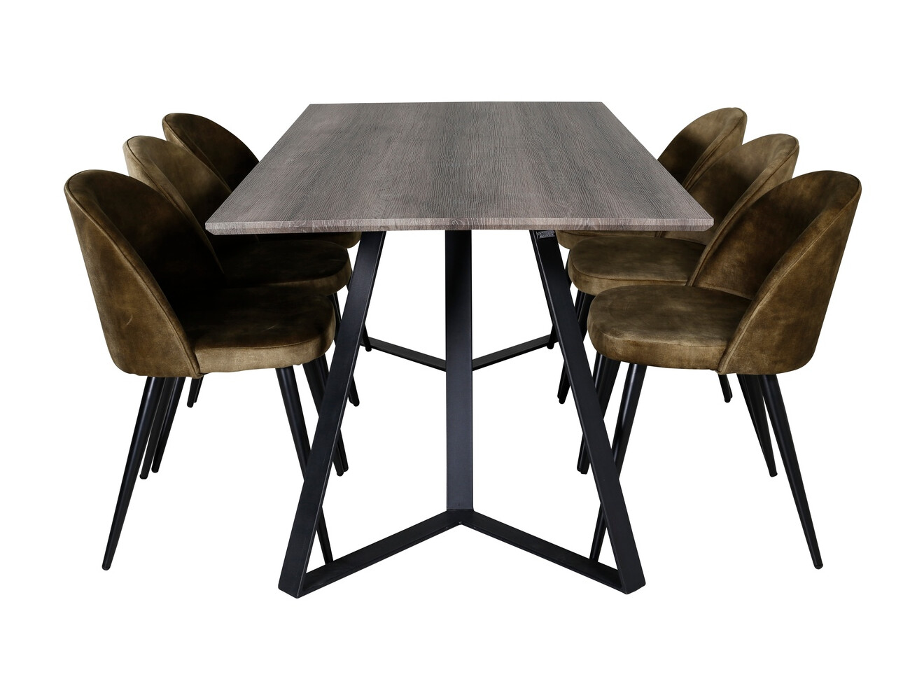 Borðstofusett Dallas 340 (Púðurgrænn + Svartur)