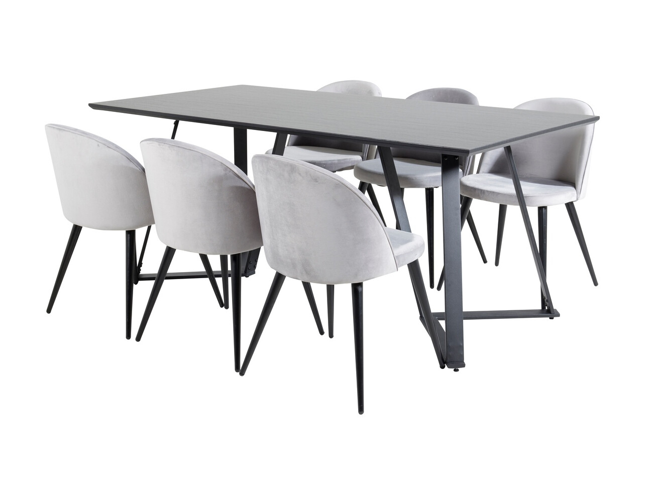 Borðstofusett Dallas 360 (Grár + Svartur)